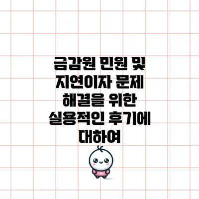 금감원 민원 및 지연이자 문제 해결을 위한 실용적인 후기에 대하여