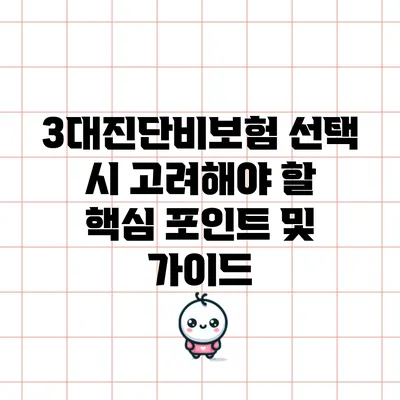 3대진단비보험 선택 시 고려해야 할 핵심 포인트 및 가이드