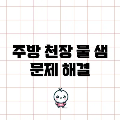 주방 천장 물 샘 문제 해결