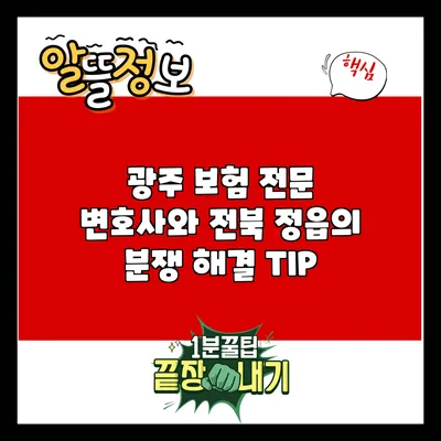 광주 보험 전문 변호사와 전북 정읍의 분쟁 해결 TIP