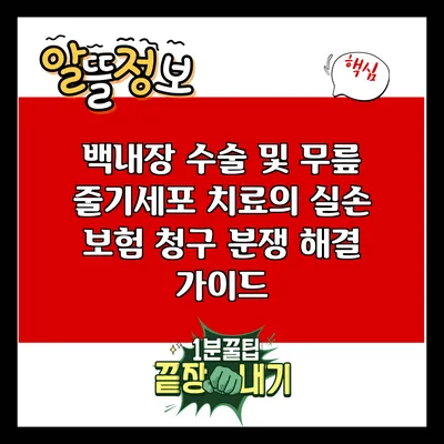백내장 수술 및 무릎 줄기세포 치료의 실손 보험 청구 분쟁 해결 가이드