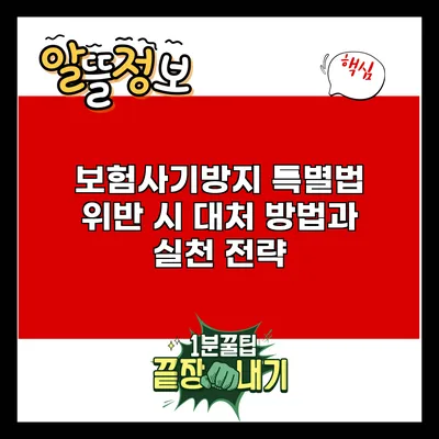 보험사기방지 특별법 위반 시 대처 방법과 실천 전략