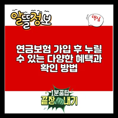 연금보험 가입 후 누릴 수 있는 다양한 혜택과 확인 방법