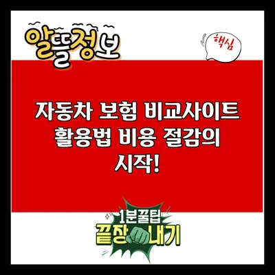 자동차 보험 비교사이트 활용법: 비용 절감의 시작!