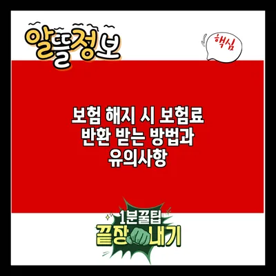 보험 해지 시 보험료 반환 받는 방법과 유의사항