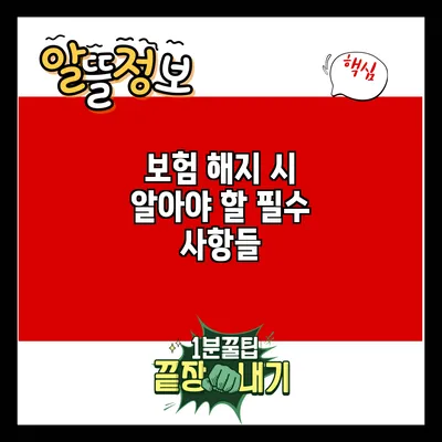보험 해지 시 알아야 할 필수 사항들