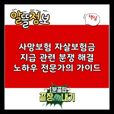 사망보험 자살보험금 지급 관련 분쟁 해결 노하우: 전문가의 가이드
