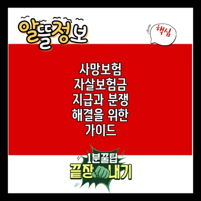 사망보험 자살보험금 지급과 분쟁 해결을 위한 가이드