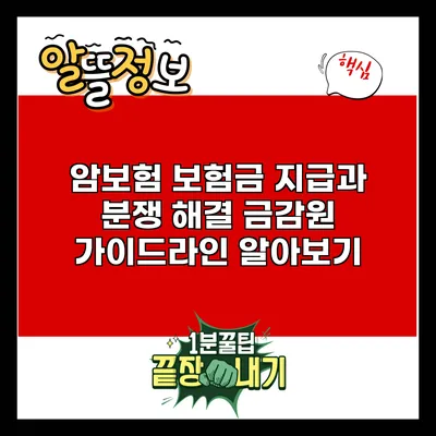 암보험 보험금 지급과 분쟁 해결: 금감원 가이드라인 알아보기