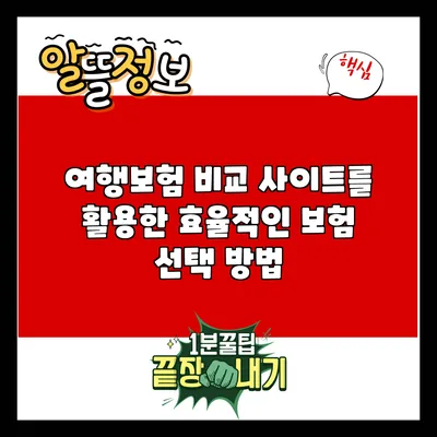 여행보험 비교 사이트를 활용한 효율적인 보험 선택 방법