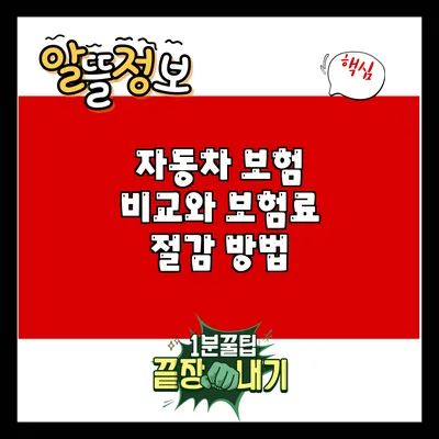 자동차 보험 비교와 보험료 절감 방법