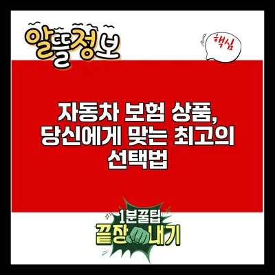 자동차 보험 상품, 당신에게 맞는 최고의 선택법