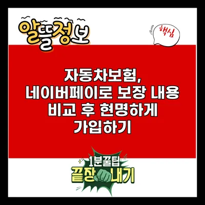 자동차보험, 네이버페이로 보장 내용 비교 후 현명하게 가입하기