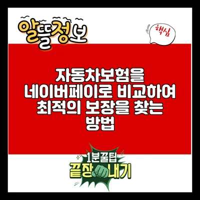자동차보험을 네이버페이로 비교하여 최적의 보장을 찾는 방법