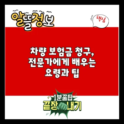 차량 보험금 청구, 전문가에게 배우는 요령과 팁