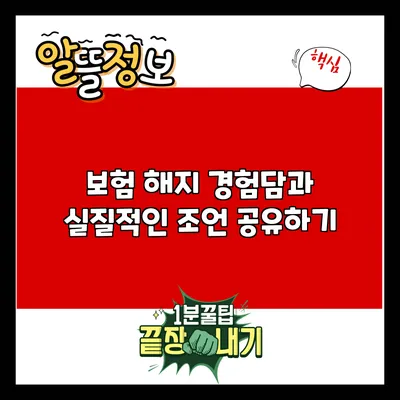보험 해지 경험담과 실질적인 조언 공유하기