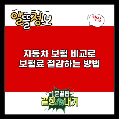 자동차 보험 비교로 보험료 절감하는 방법