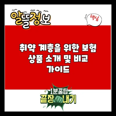 취약 계층을 위한 보험 상품 소개 및 비교 가이드