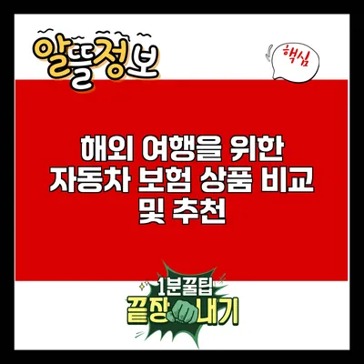 해외 여행을 위한 자동차 보험 상품 비교 및 추천