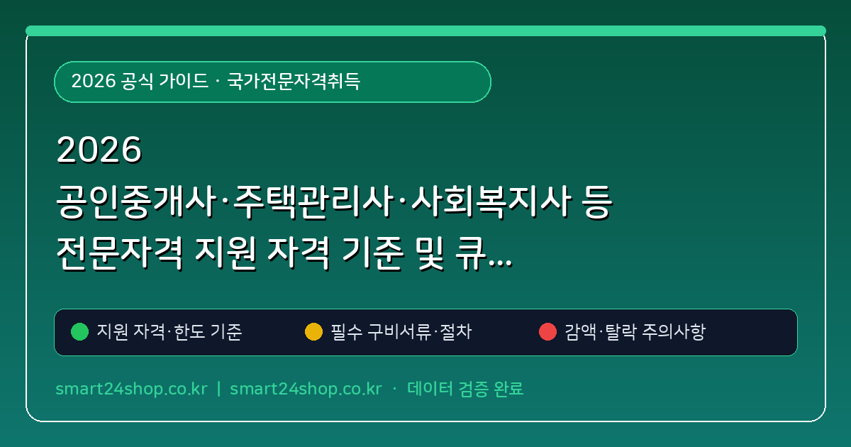 2026 공인중개사·주택관리사·사회복지사 등 전문자격 지원 자격 기준 및 큐넷 (Q-Net) 국가전문자격취득 신청 방법 총정리