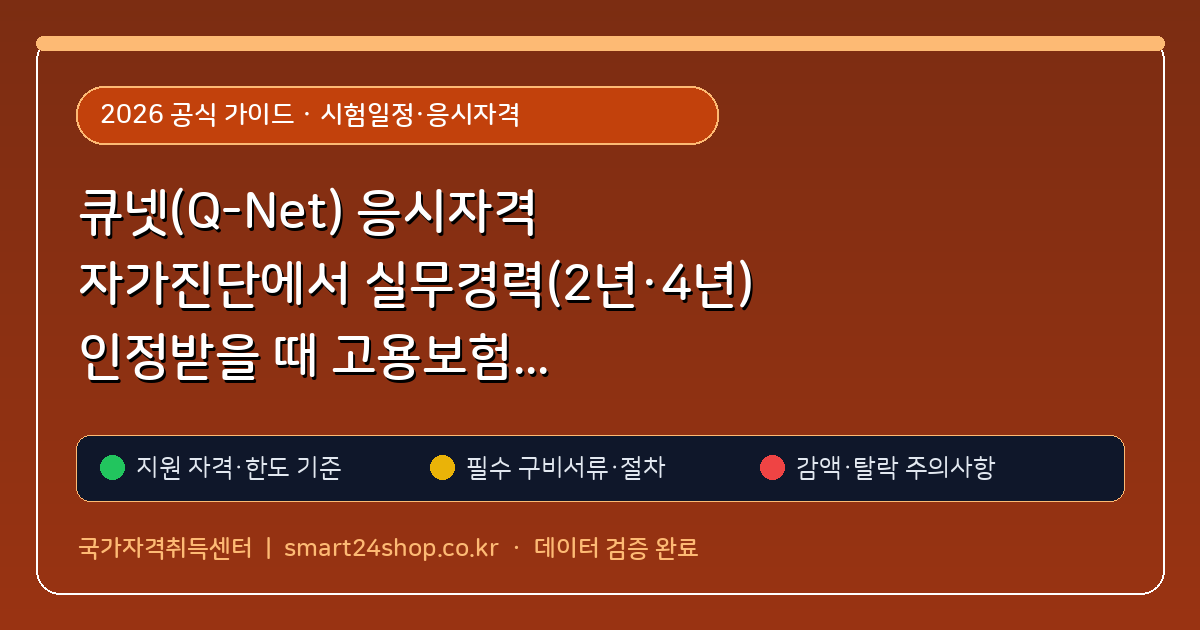 큐넷(Q-Net) 응시자격 자가진단에서 실무경력(2년·4년) 인정받을 때 고용보험 자격득실확인서와 경력증명서 직무코드 맞추는 법 (시험일정·응시자격) 핵심 기준 및 모의계산 요약표